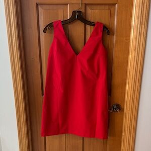 Red Sleeveless V-Neck Dress
